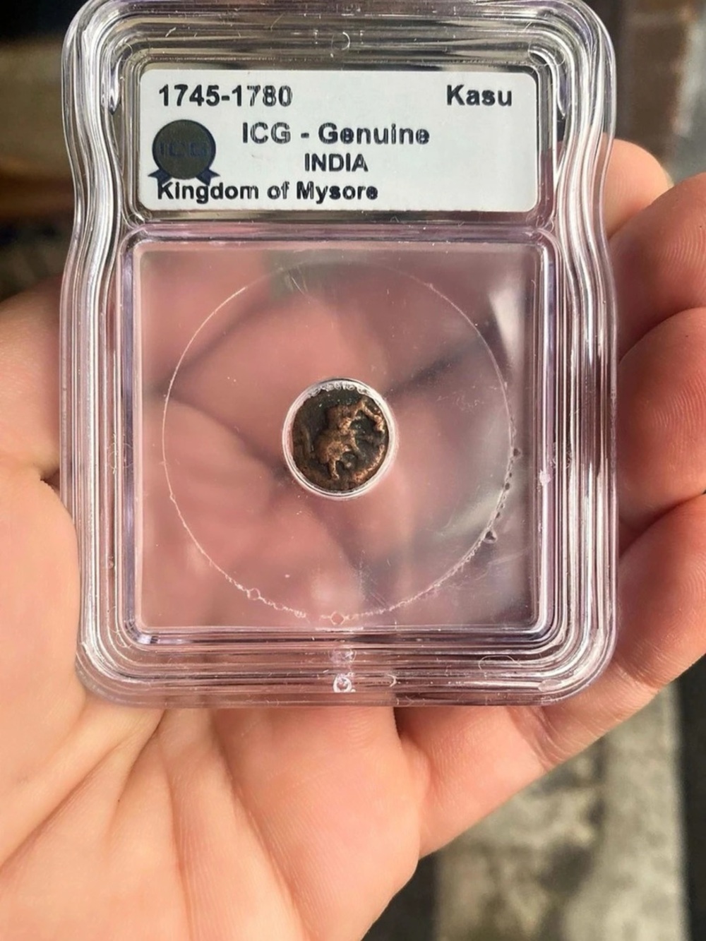 ICG Kas u 1745-1780 Kingdom of Mysore coin in Brown & Silver